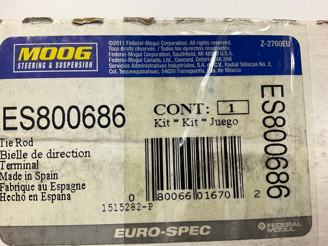 Moog ES800686 Front Outer Steering Tie Rod End For 2005-2009 Land Rover LR3