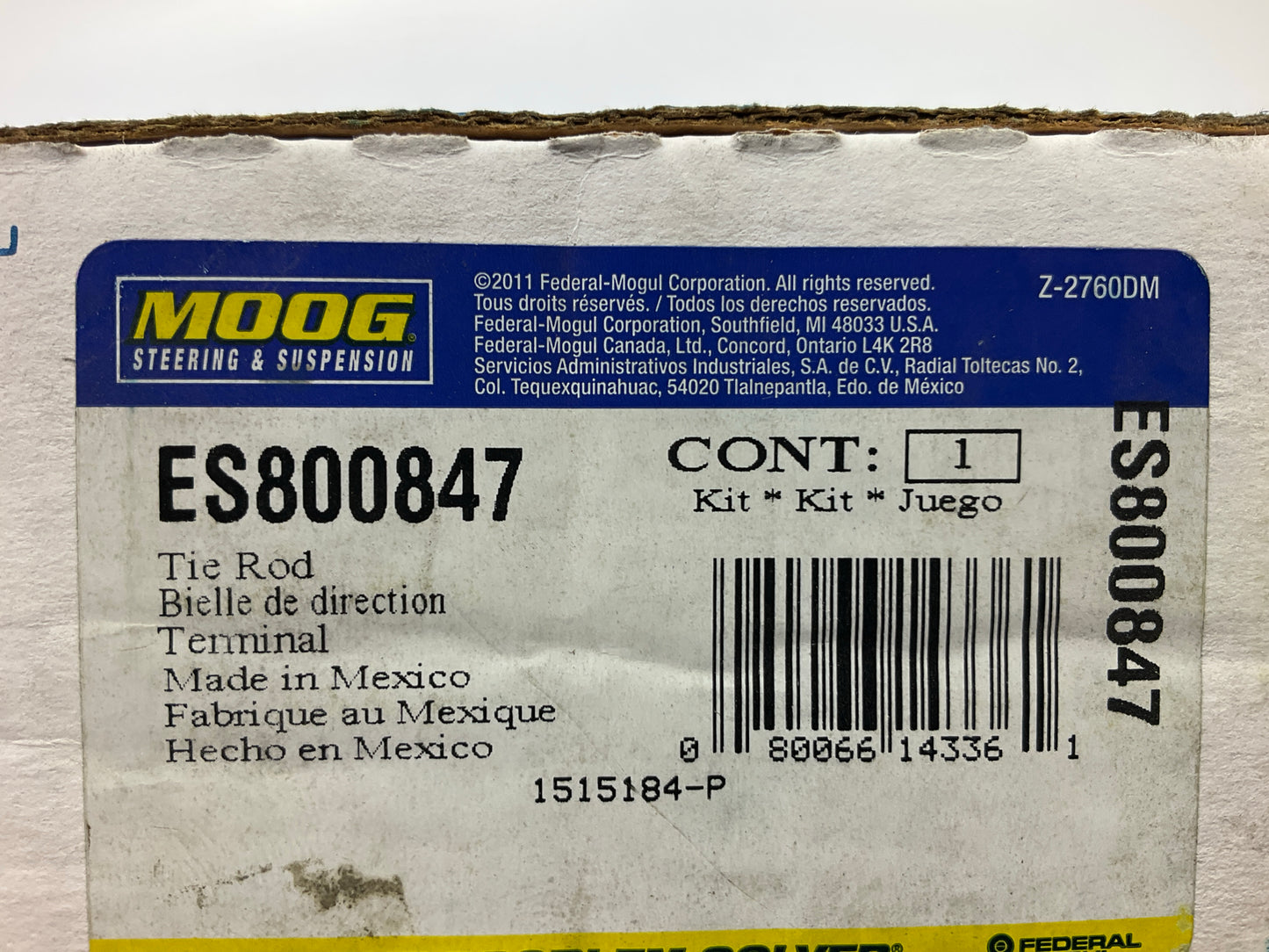 Moog ES800847 Front Outer Steering Tie Rod End