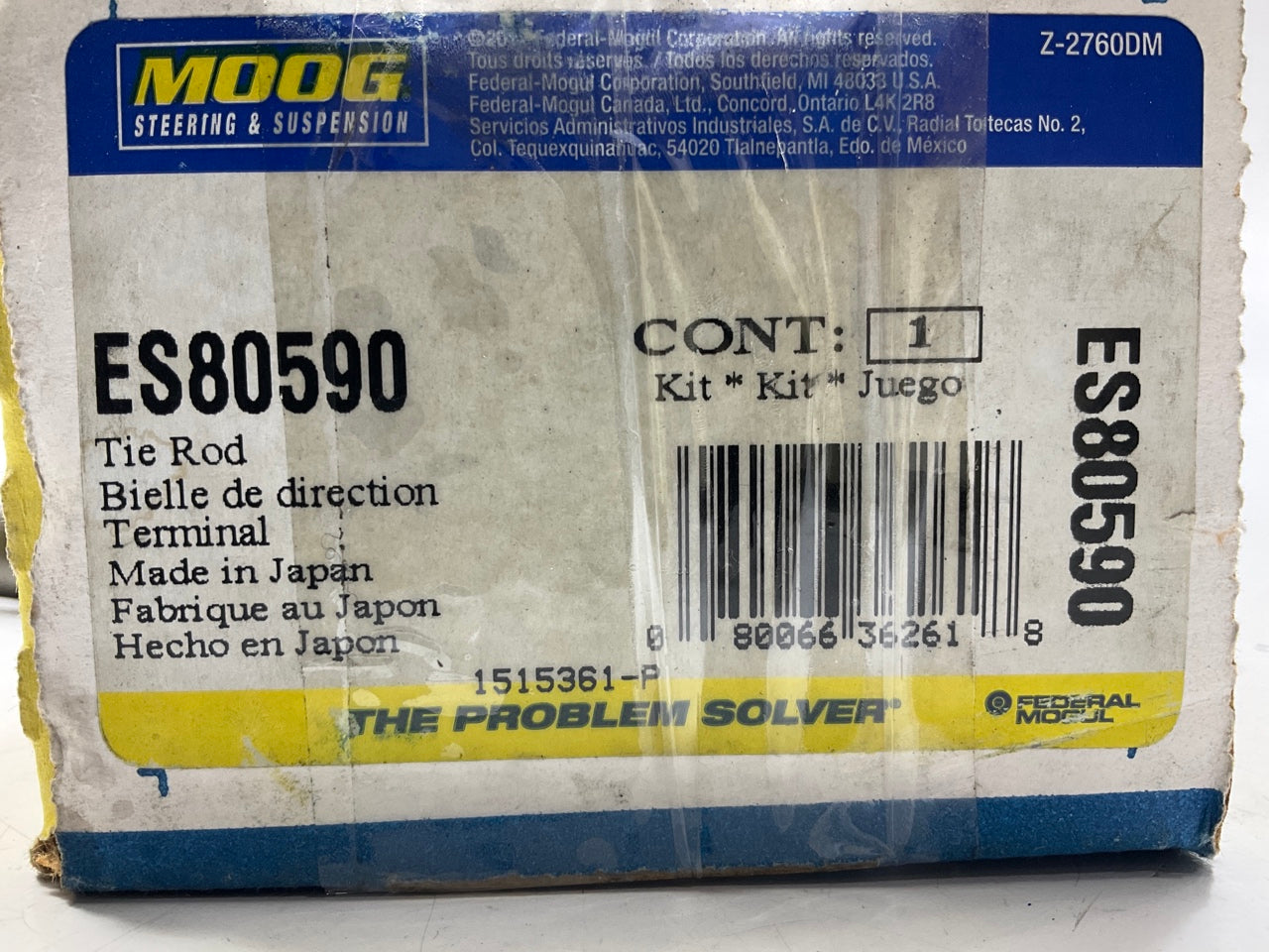 (2) Moog ES80590 Front Inner Steering Tie Rod End For 98-04 Nissan Frontier RWD