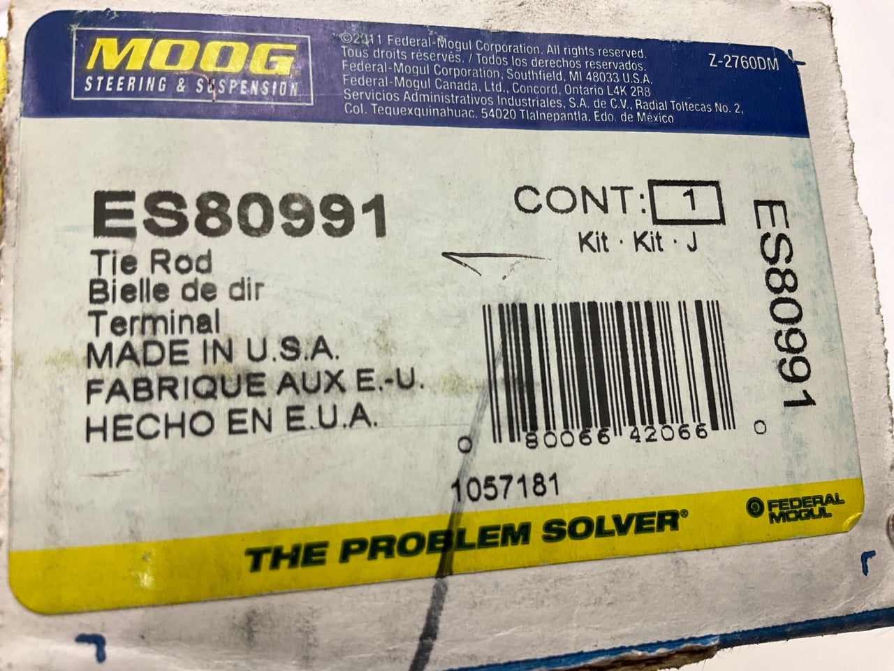 Moog ES80991 FRONT OUTER Steering Tie Rod End 040-7 Freestar, Monterey