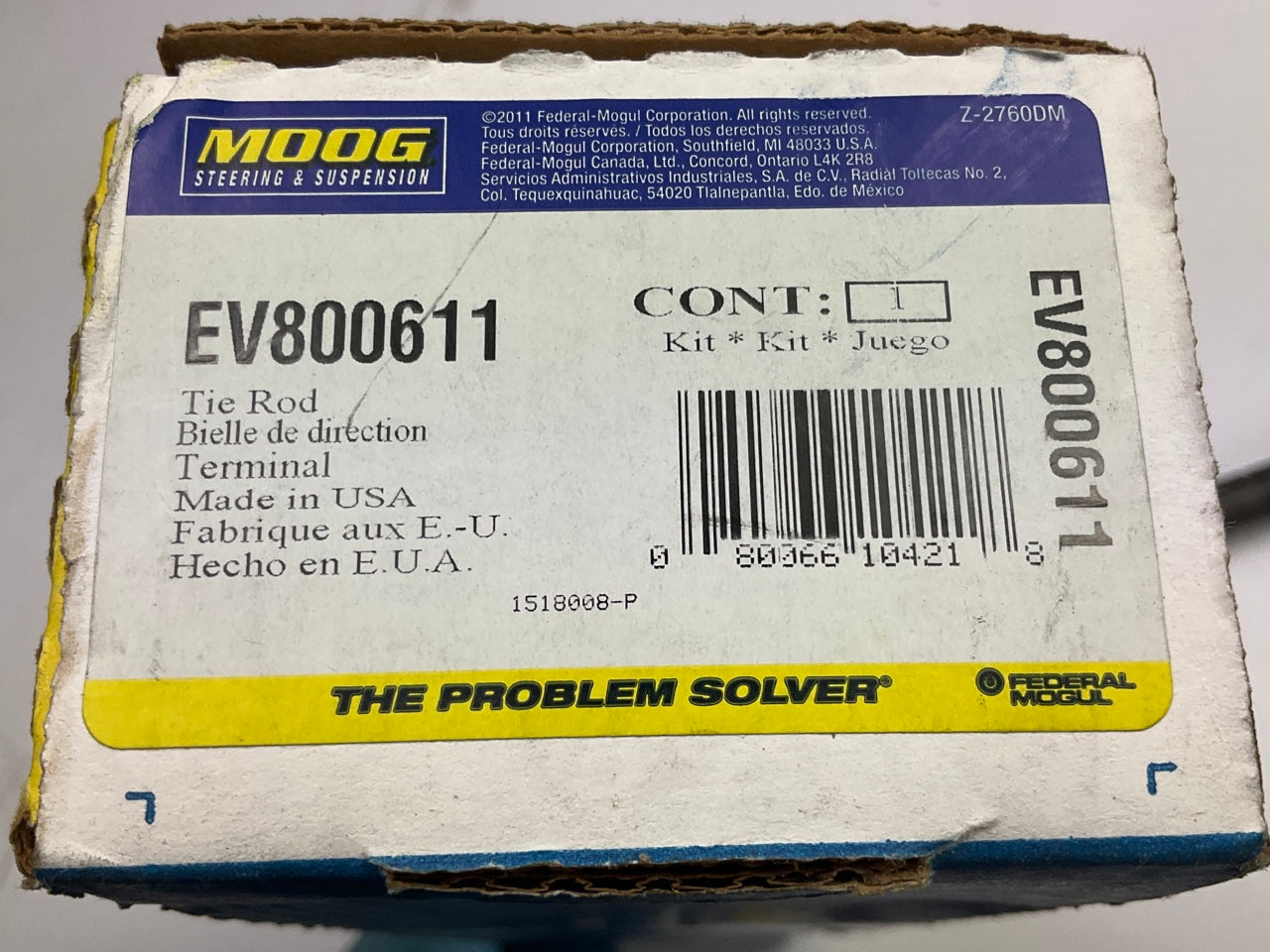 Moog EV800611 Steering Tie Rod End - Front Inner