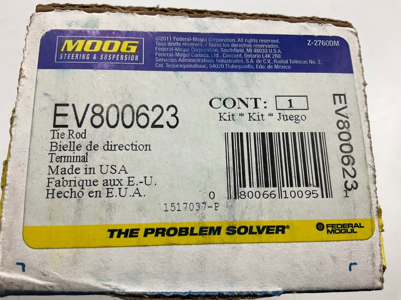(2) Moog EV800623 Front Inner Steering Tie Rod End