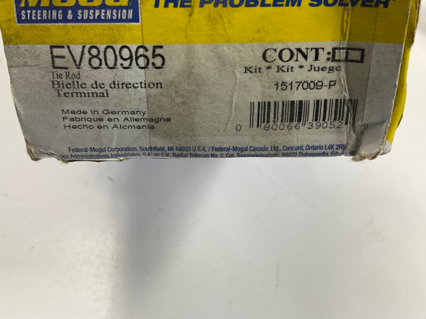 MISSING HARDWARE Moog EV80965 Front Inner Steering Tie Rod End