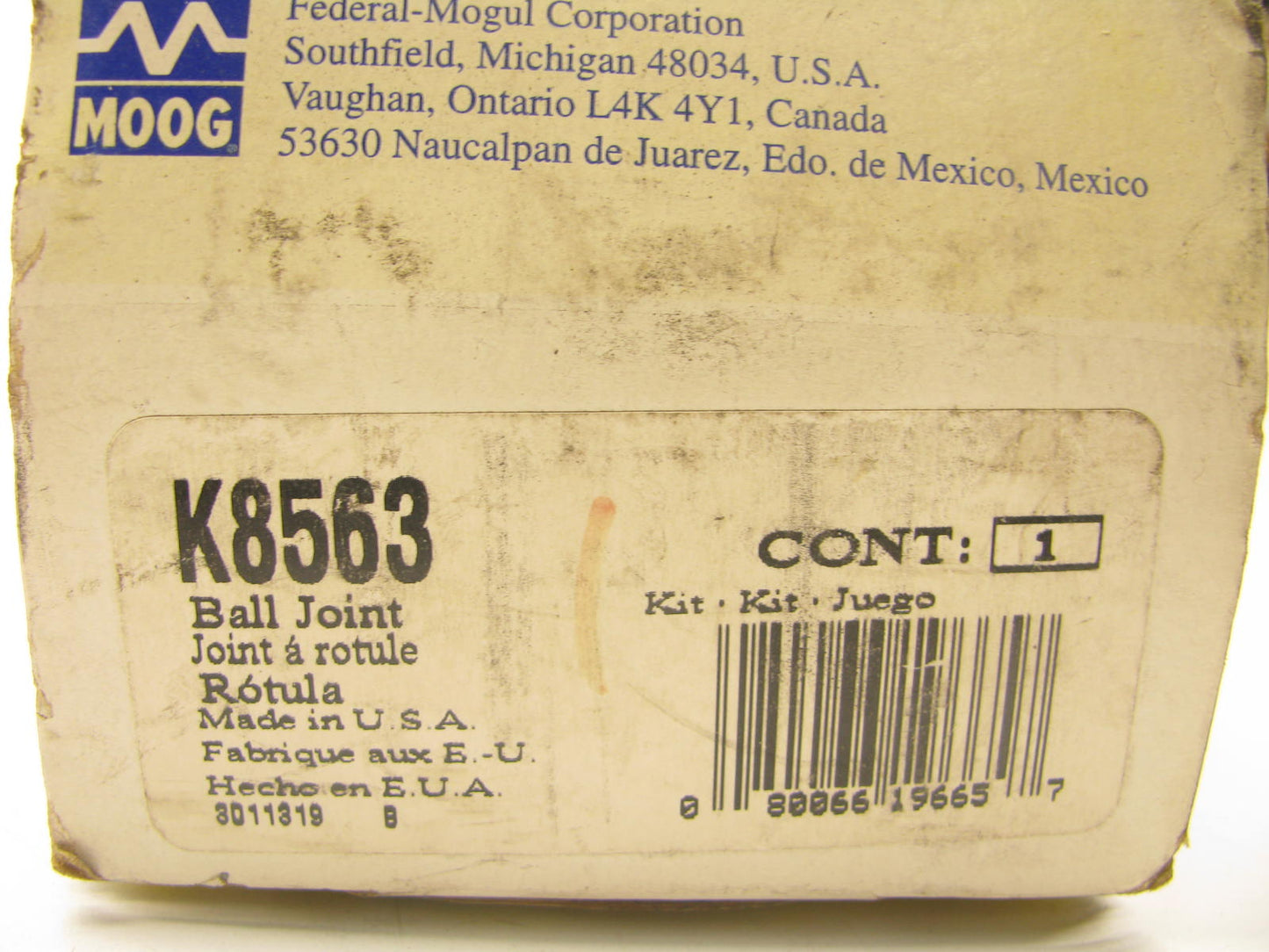 Moog K-8563 Suspension Ball Joint Assembly - Front Lower