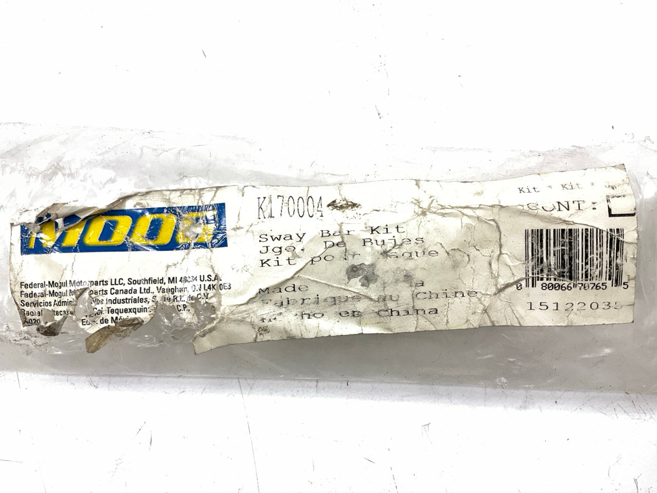 MISSING HARDWARE - Moog K170004 Front Suspension Stabilizer Sway Bar