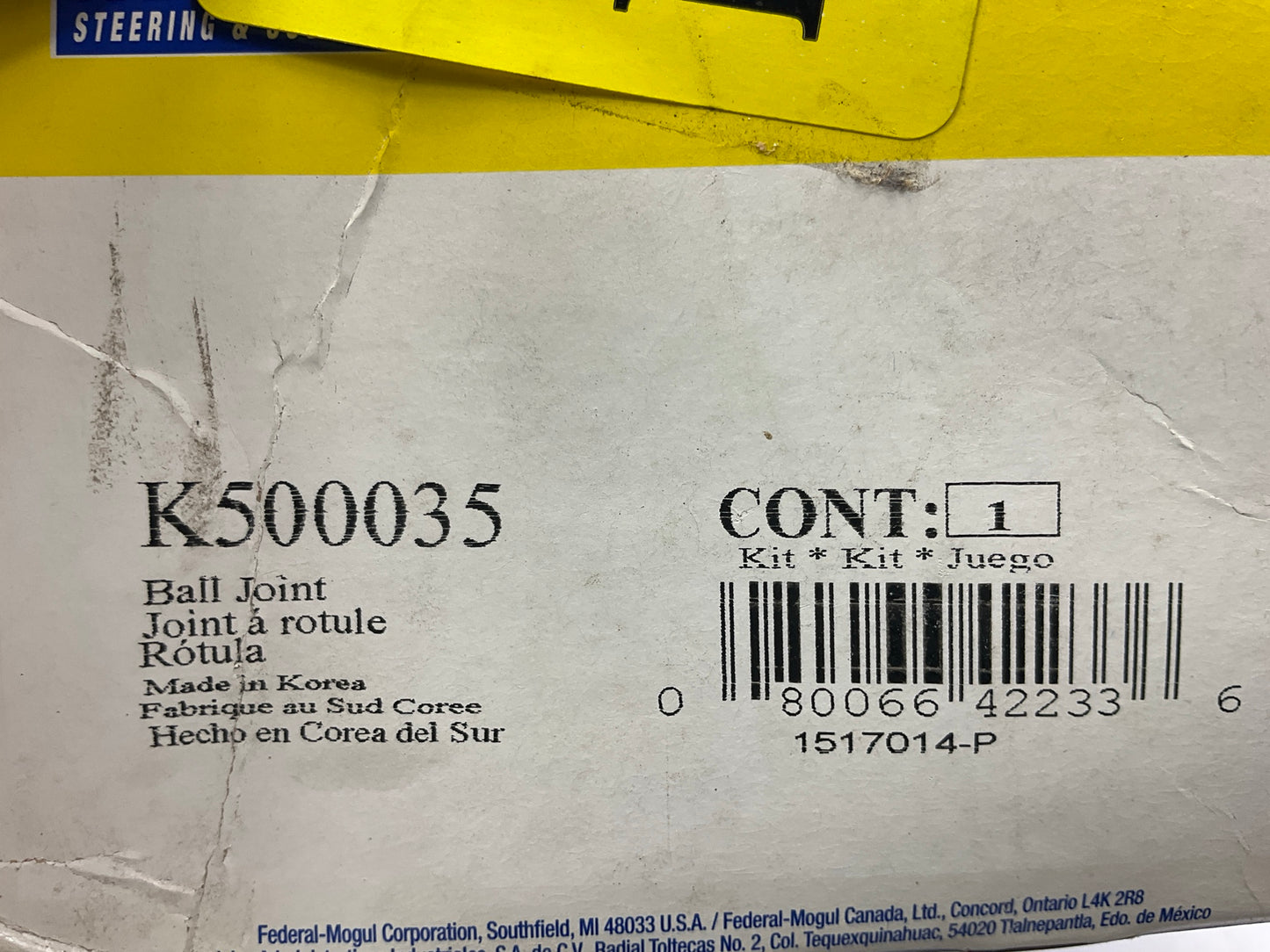 Moog K500035 Front Lower Suspension Ball Joint