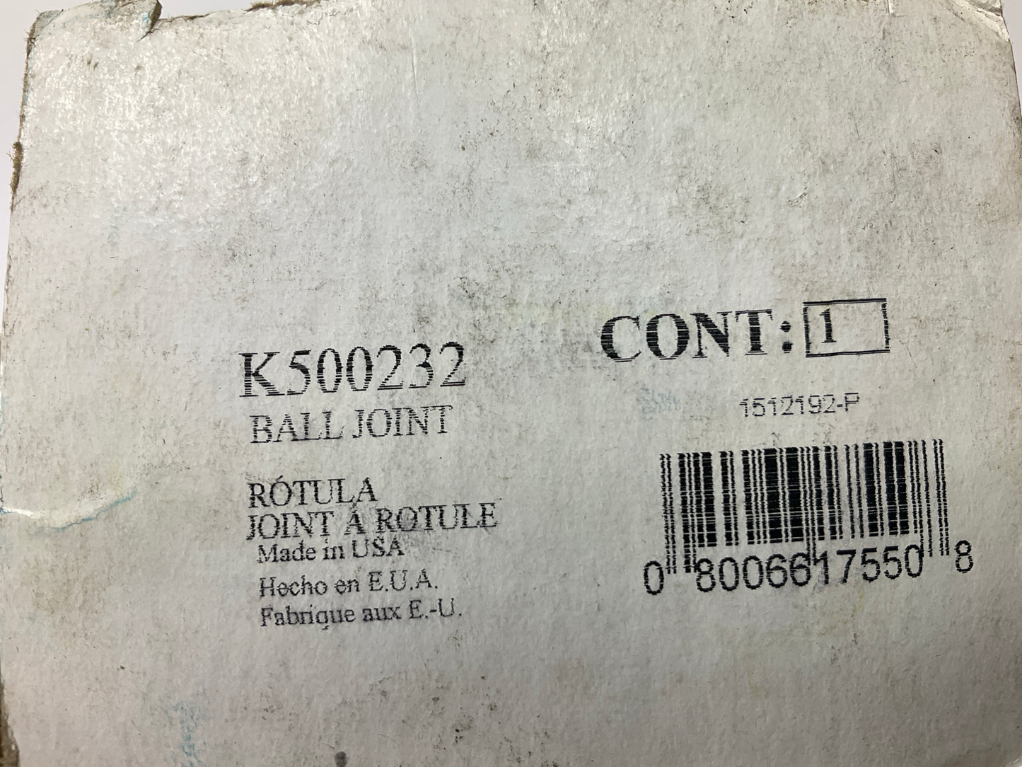 NO HARDWARE - Moog K500232 Front Lower Ball Joint