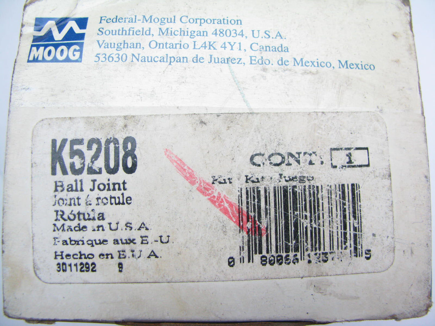 Moog K5208 FRONT UPPER Suspension Ball Joint