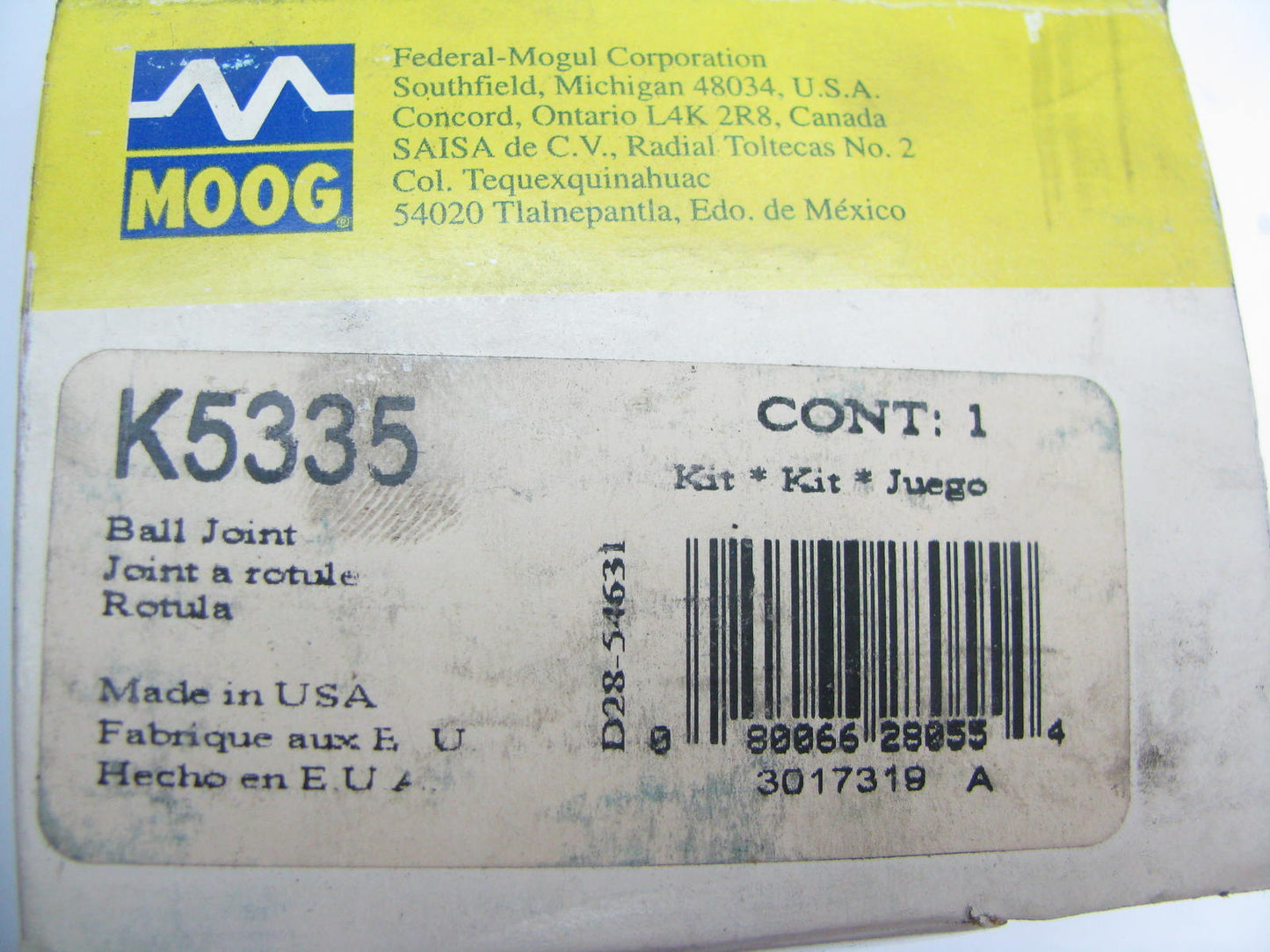 (2) Moog K5335 Suspension Ball Joint - Front Lower -  4WD ONLY