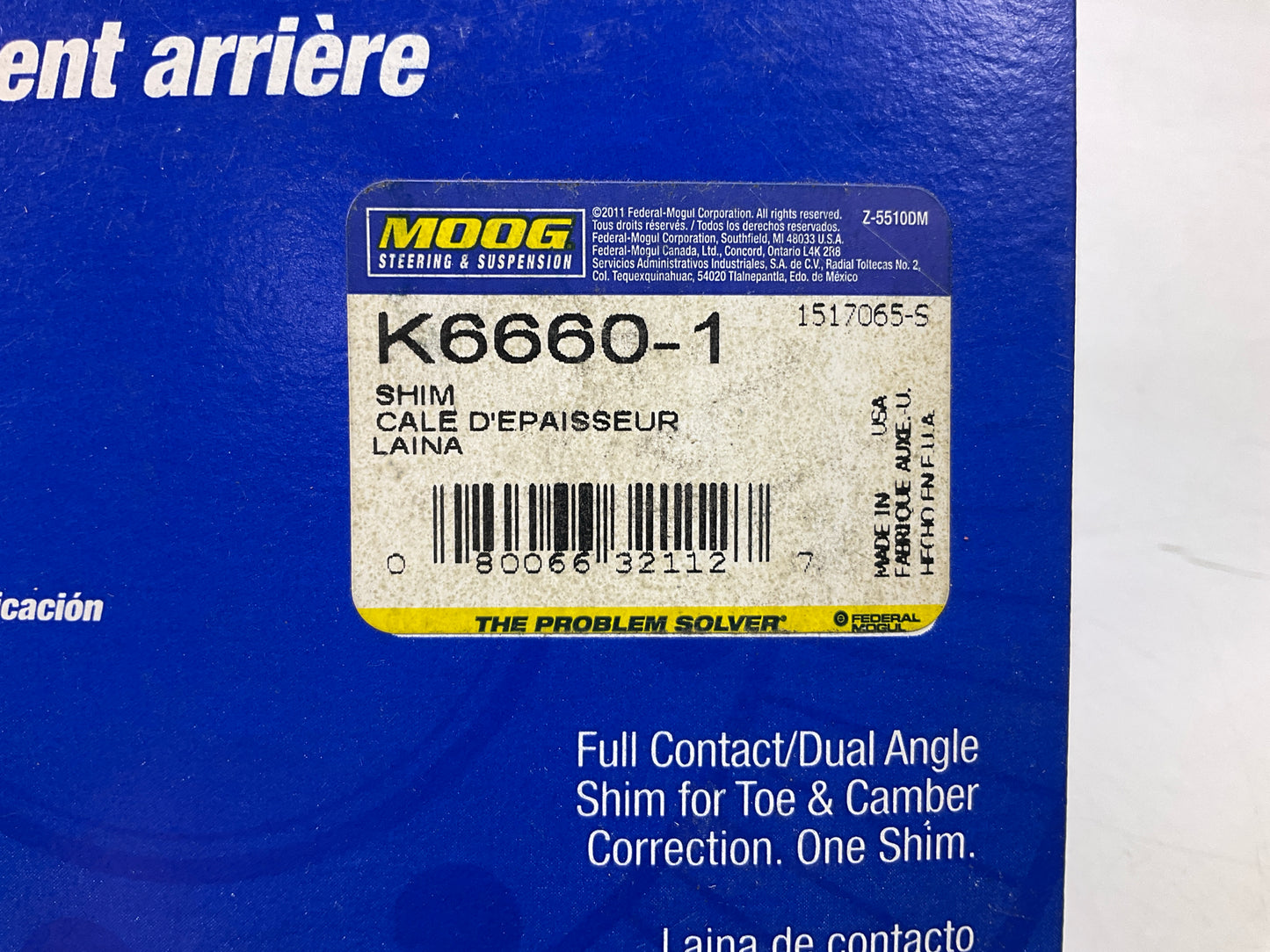 Moog K6660-1 Full Contact Dual Angle Shim, 1/4 Degree