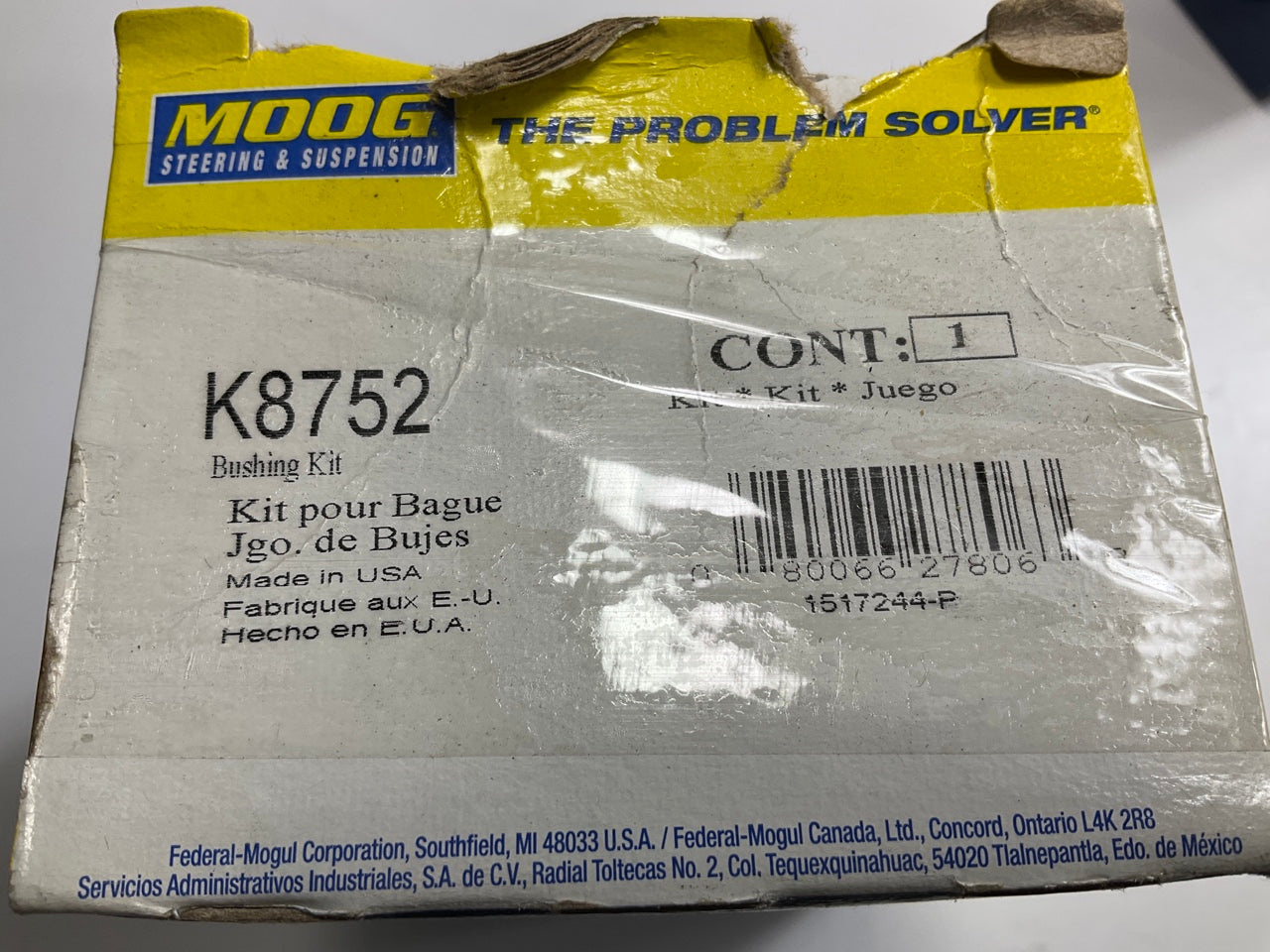Moog K8752 Front Suspension Stabilizer Sway Bar Bushing Kit