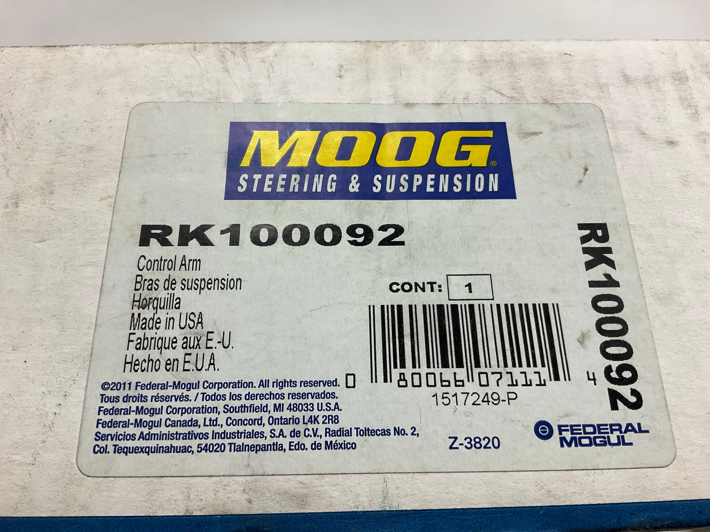 Moog RK100092 Front Upper Suspension Control Arm And Ball Joint