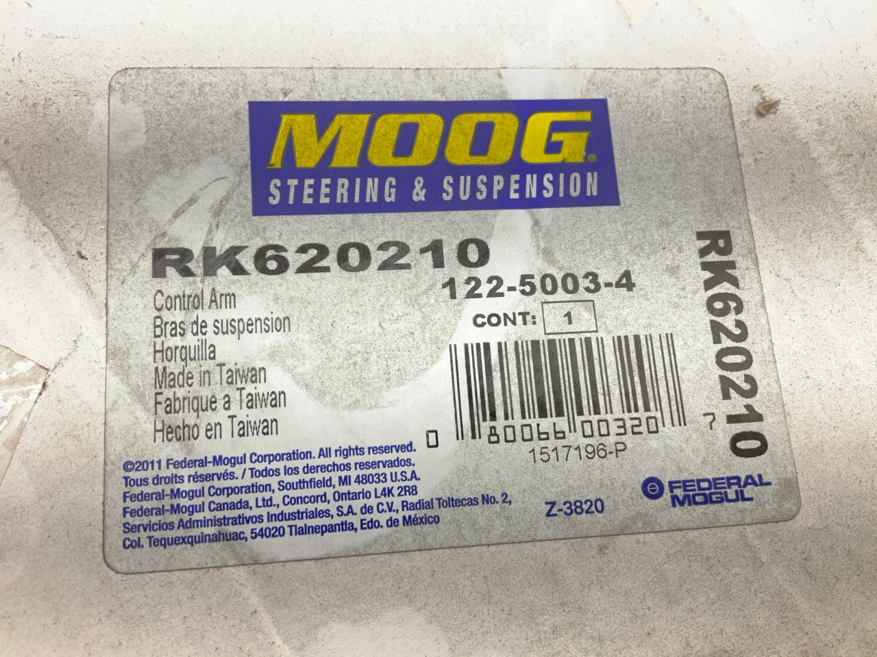 Moog RK620210 Suspension Control Arm And Ball Joint Assembly, Front Right Lower