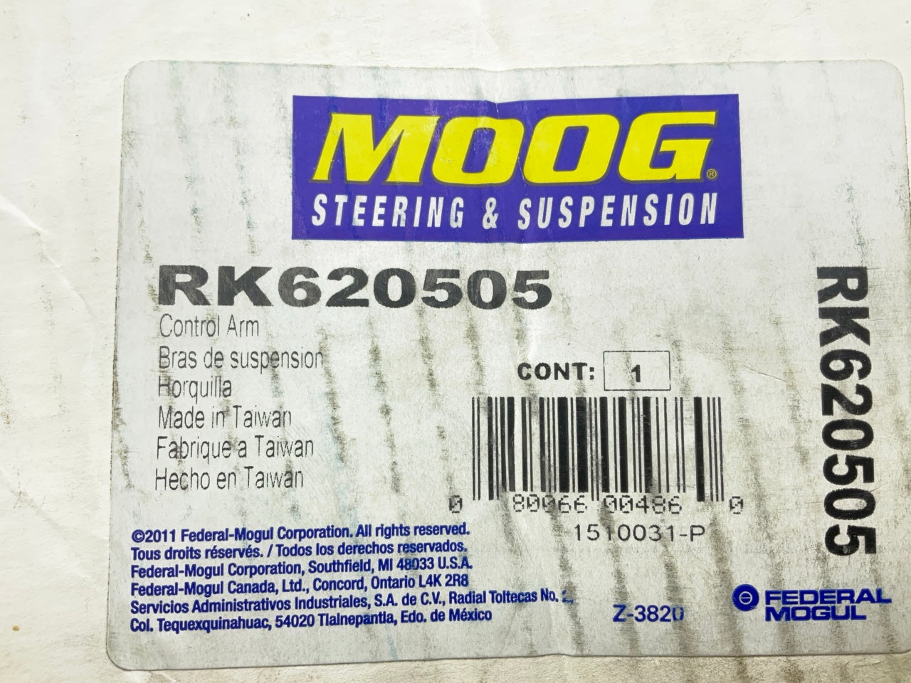 Moog RK620505 Suspension Control Arm And Ball Joint Assembly, Front Left Lower