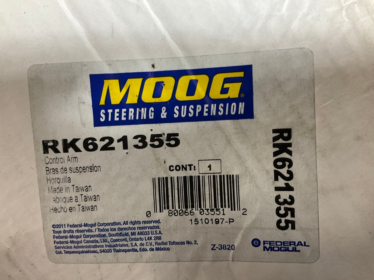 Moog RK621355 Suspension Control Arm And Ball Joint Assembly - Front Right Lower