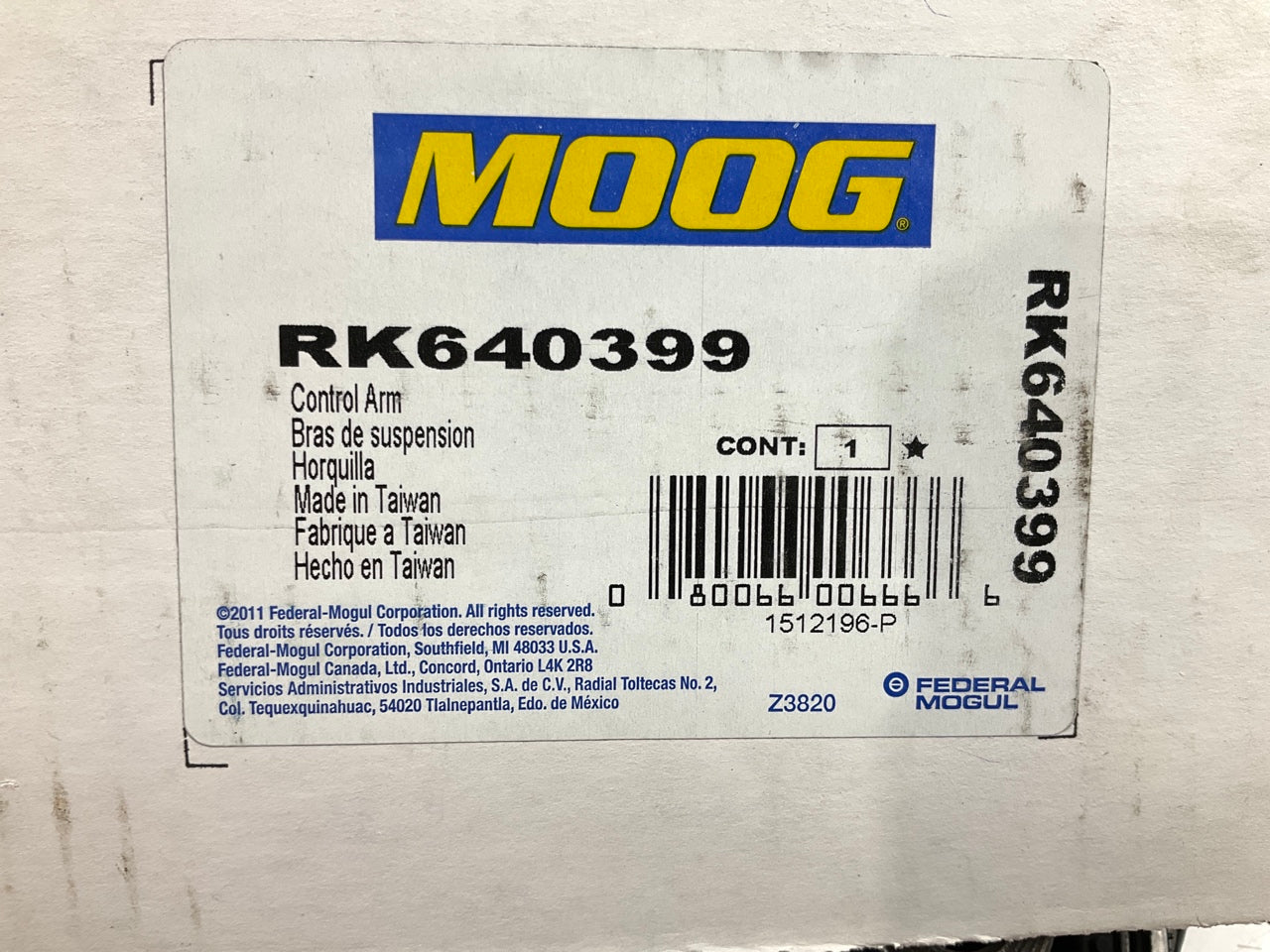 Moog RK640399 Suspension Control Arm - Front Right Lower