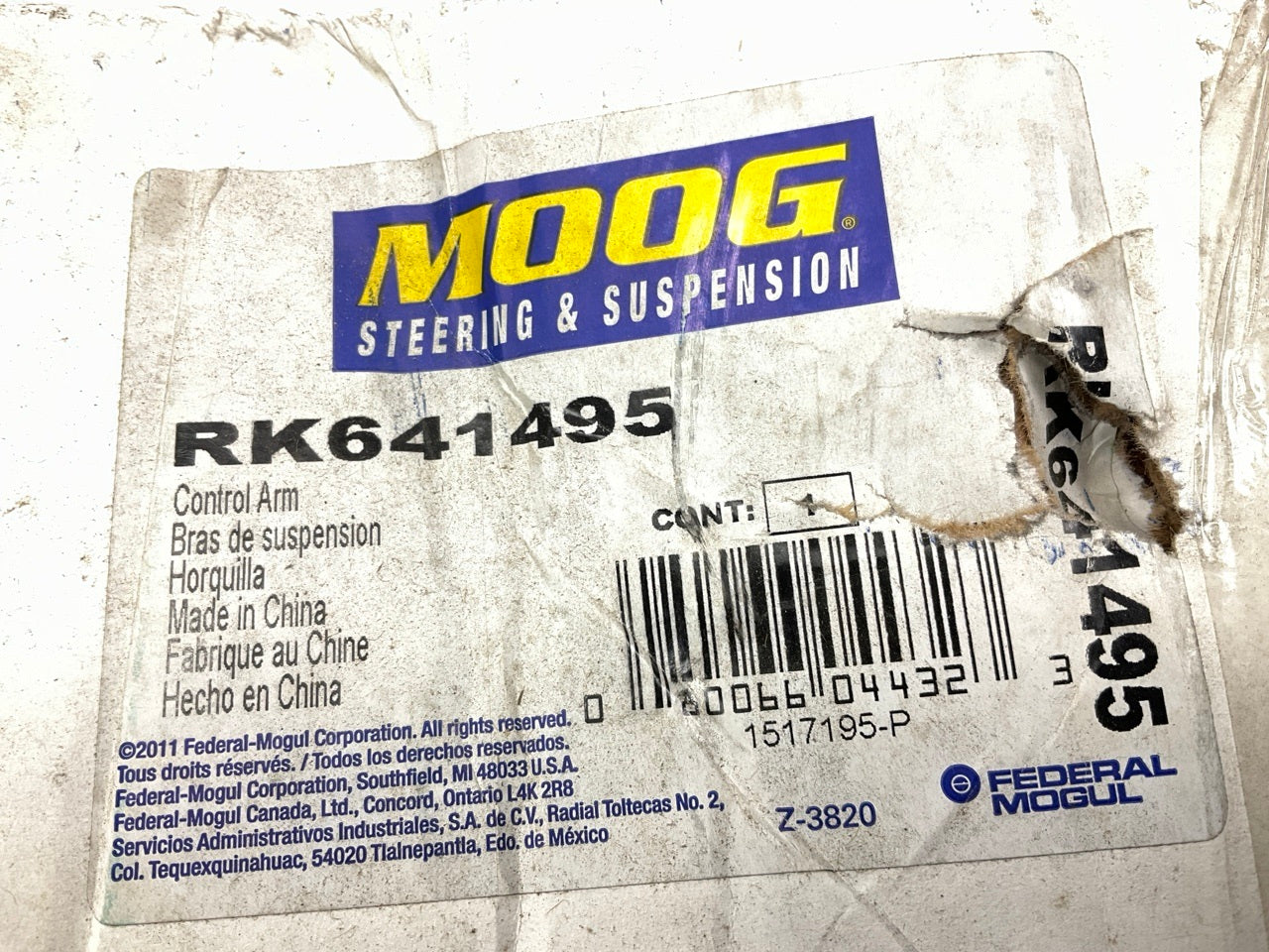 Moog RK641495 Front Left LOWER Control Arm 04-12 Chevy Colorado, GMC Canyon