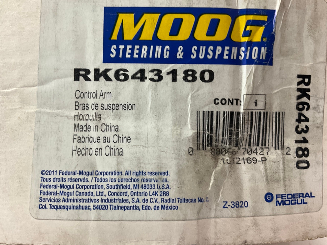 Moog RK643180 Front Right Lower Control Arm 2014-2018 Cherokee