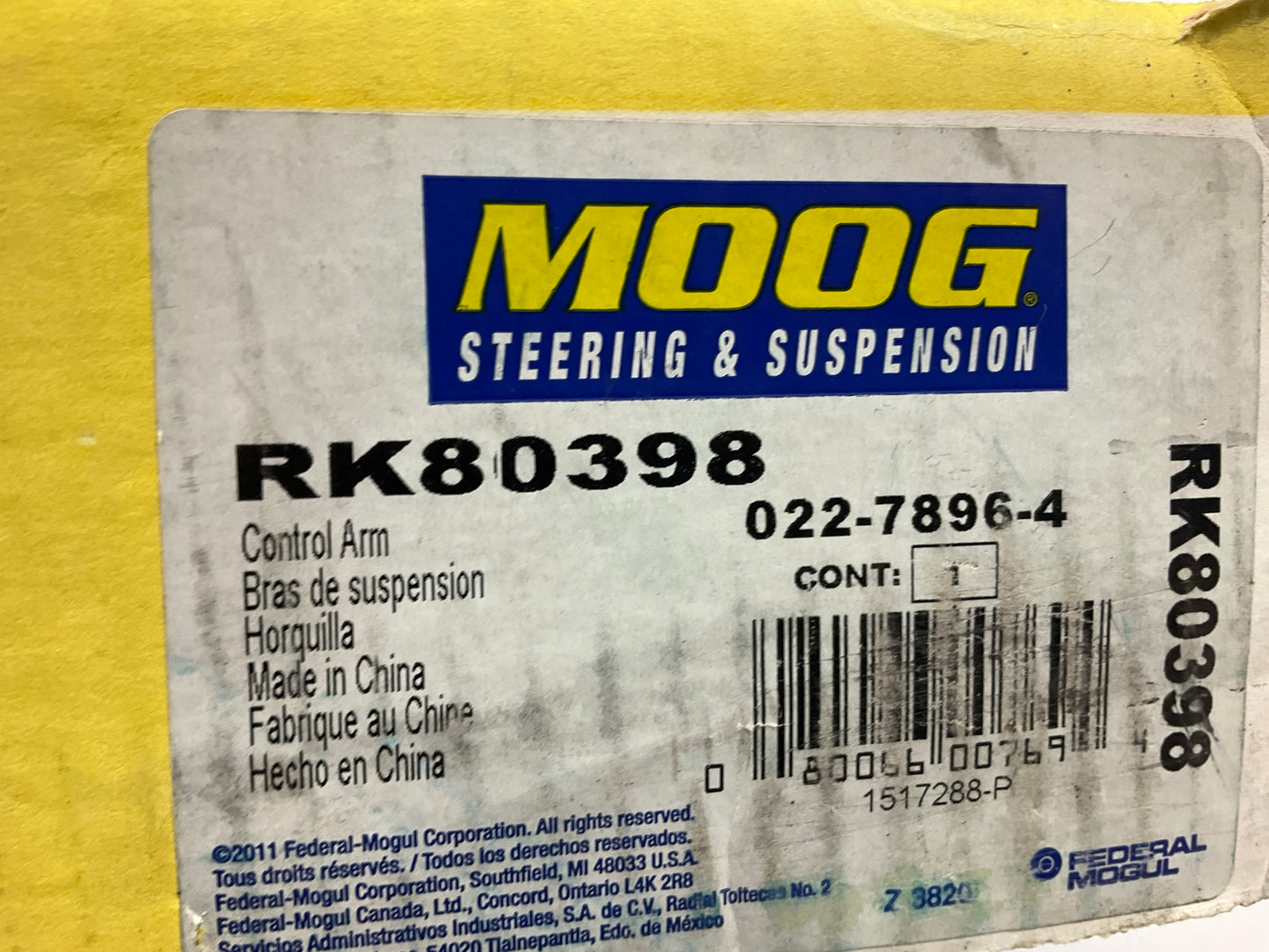 Moog RK80398 Suspension Control Arm And Ball Joint Assembly, Front Left Lower