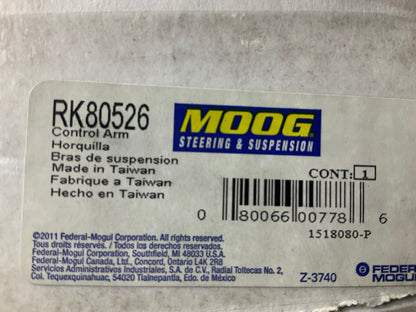 Moog RK80526 Control Arm And Ball Joint Assembly, Front Right Upper Rearward