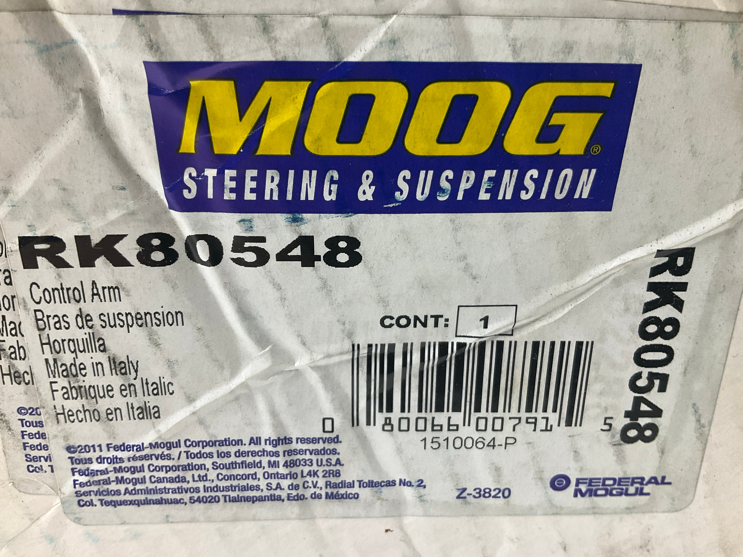Moog RK80548 Front Left Upper Control Arm And Ball Joint