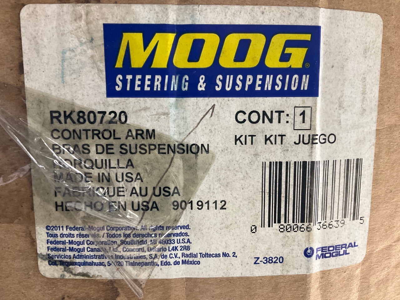 MISSING HARDWARE - Moog RK80720 Front Right LOWER Control Arm