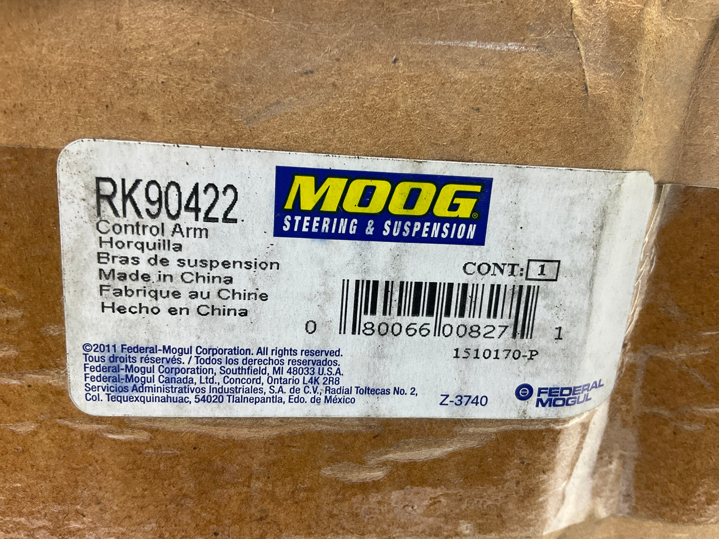 Moog RK90422 Front Right Upper Control Arm And Ball Joint