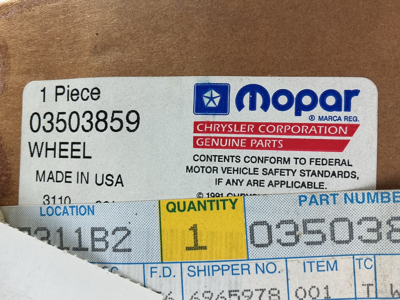 NOS OEM Mopar 3503859 Blower Motor Wheel