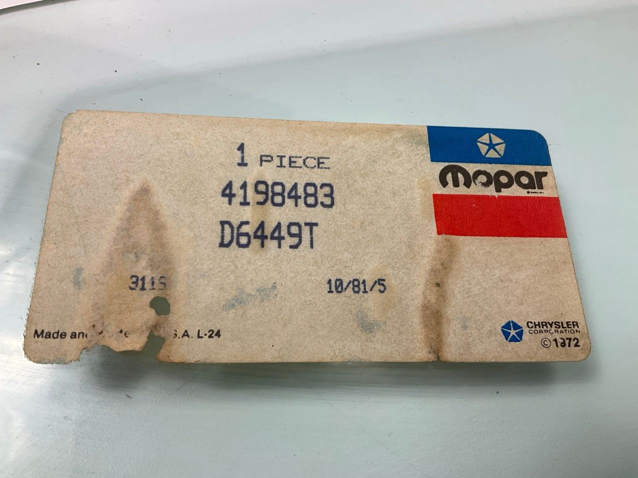 NOS OEM Mopar 4198483 Front Left Door Glass For 1984 Charger, Omni, Rampage