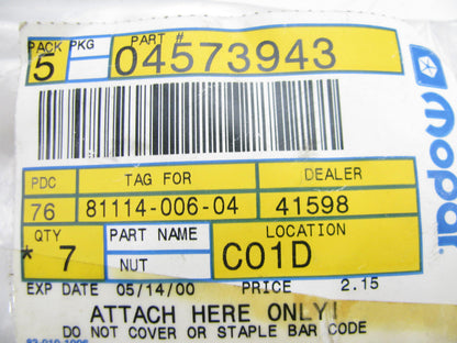 (6) OEM For Mopar 4573943 Spark Plug Tube Nuts - 1993-1997 3.5L V6