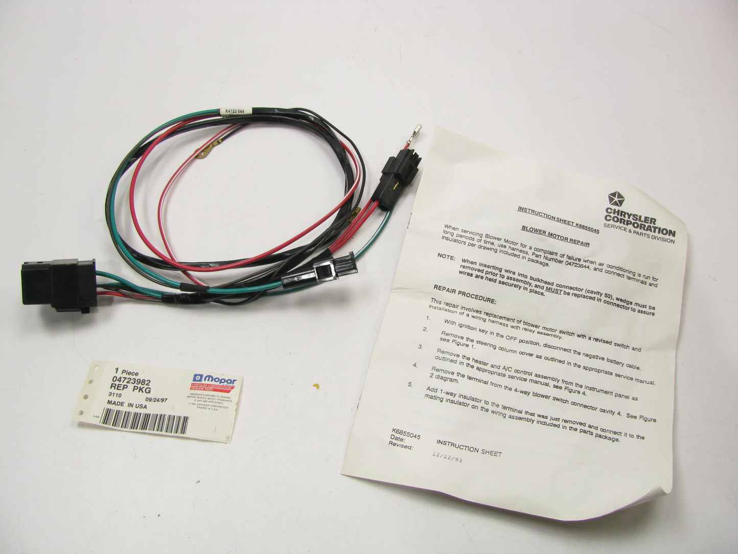 NEW OEM Blower Motor Wiring Repair Harness 4723982 For 86-93 Dodge Trucks Van