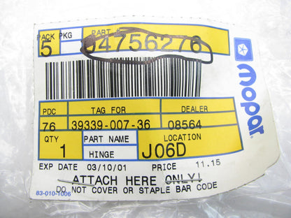 NEW - OEM GENUINE 4756276 Front Right Passengers Side Door Hinge