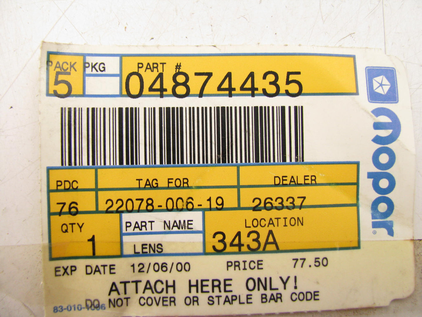 NOS OEM   4874435 Instrument Cluster Gauge LENS