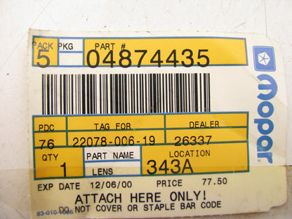 NOS OEM   4874435 Instrument Cluster Gauge LENS