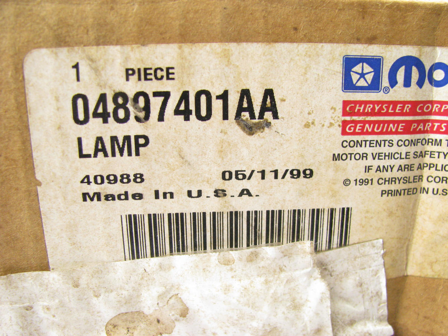 NEW - OEM 4897401AA Rear Left Tail Light Lamp - EURO ONLY - For 1997-01 Cherokee