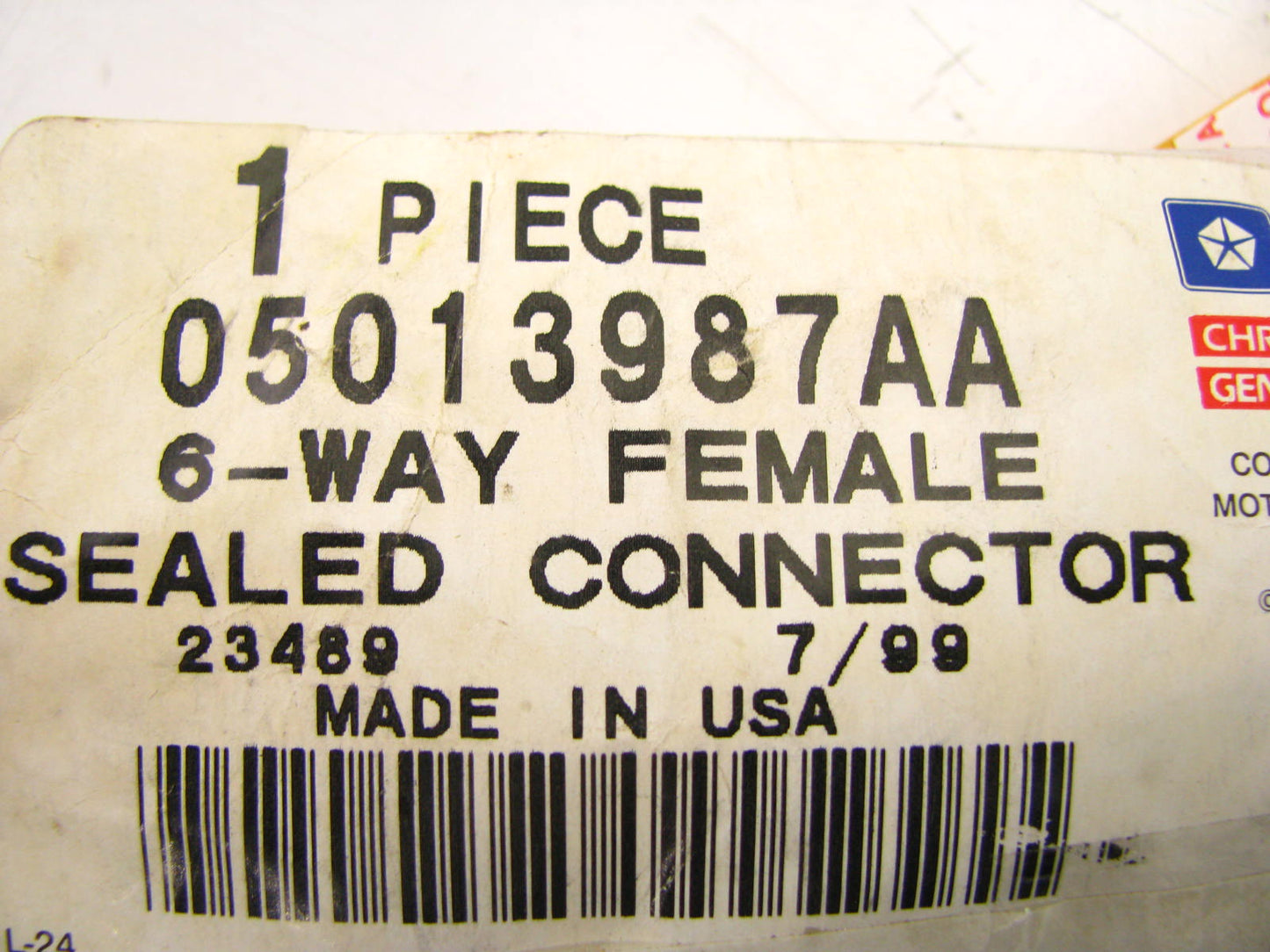 NEW - OEM Mopar 5013987AA 6-Way Female Wiring Repair Harness Jumper Pigtail