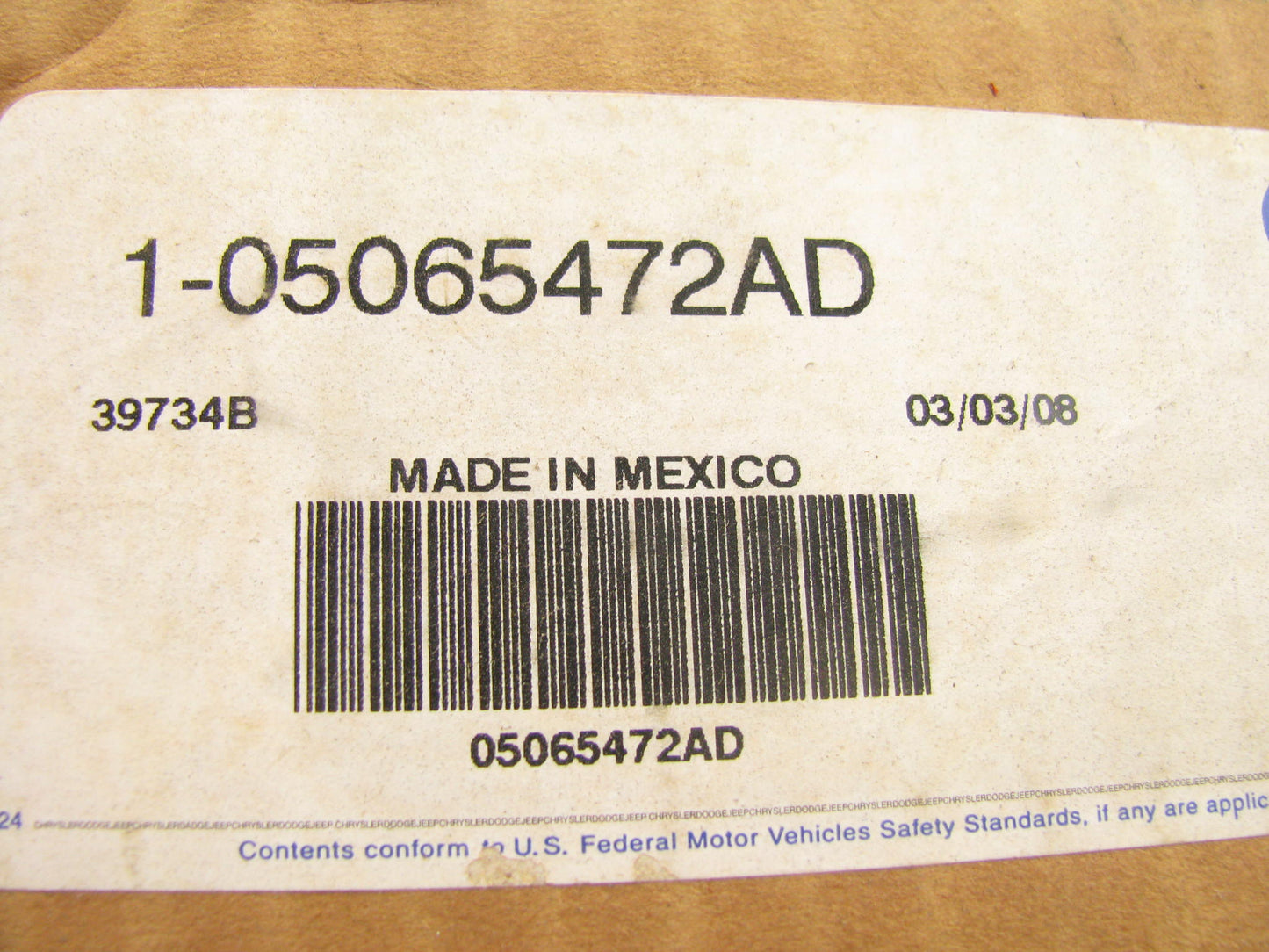 NEW OEM Mopar 5065472AD Rear Right Power Window Motor With Regulator