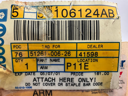 Mopar 52106124AB Front Right Lower Control Arm For 98-03 Dodge Van 4,000 Lb Axle
