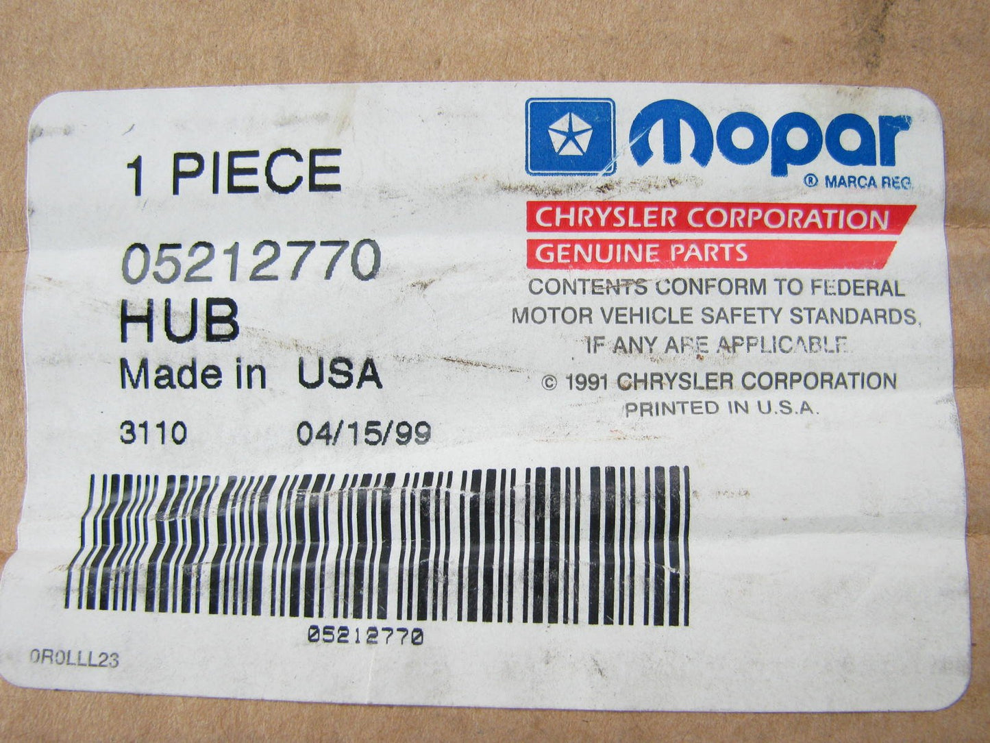 NEW GENUINE OEM 5212770 Front Wheel Hub For Mopar