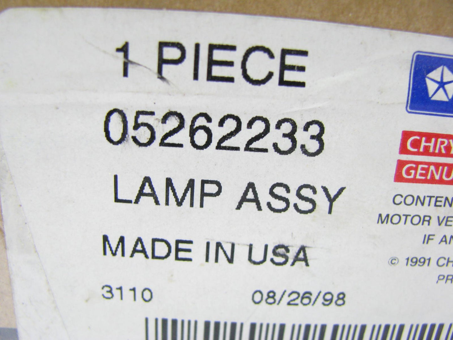 NEW - OEM 5262233 Front LEFT Corner Lamp Light 92-93 Imperial New Yorker Dynasty