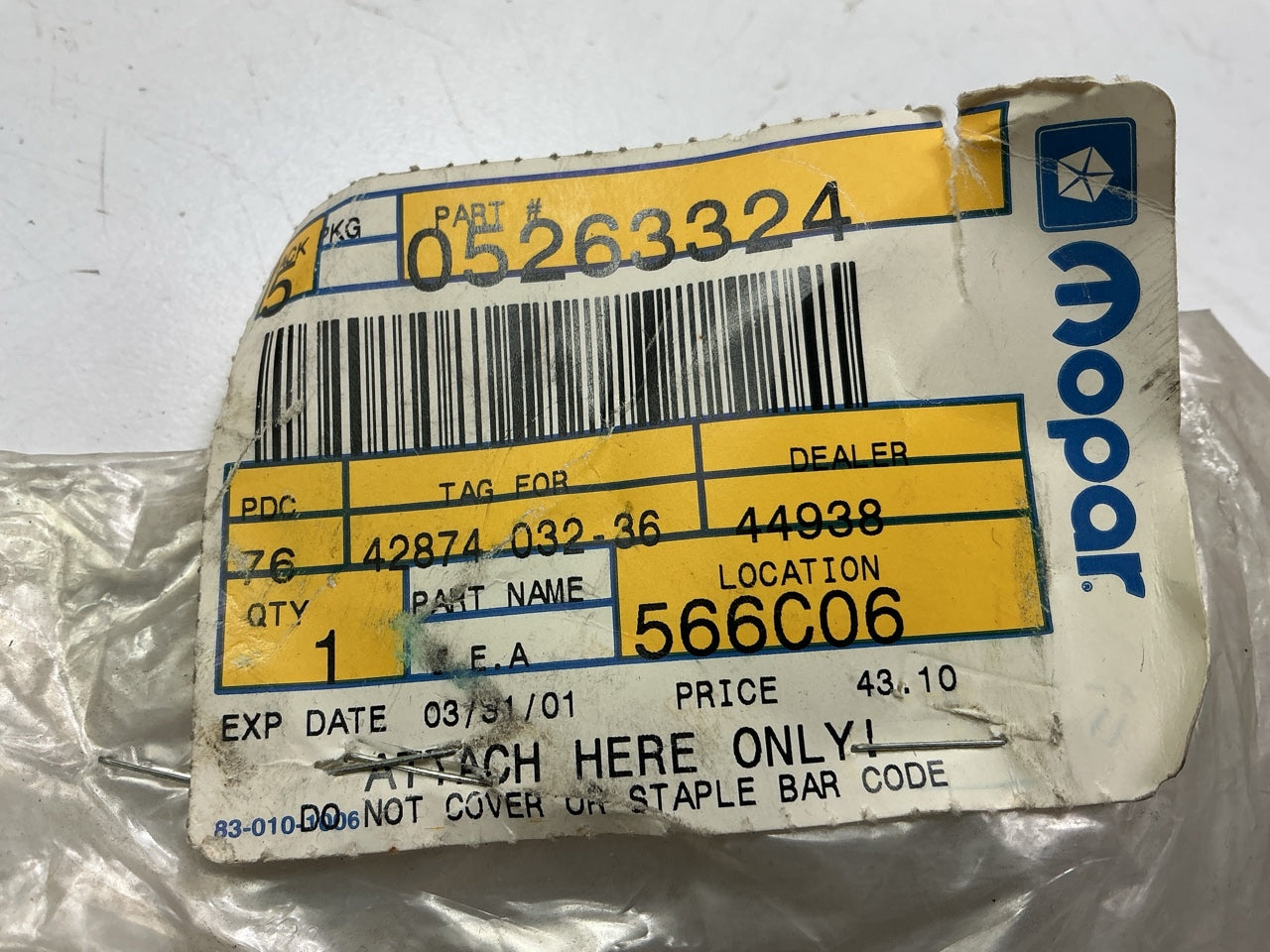 Mopar 5263324 Rear Bumper Energy Absorber Impact Shock OEM For 1990-1993 Daytona