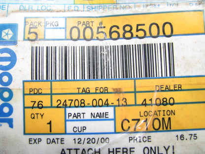NEW - OEM Mopar 568500 INNER Wheel Bearing Race Cup