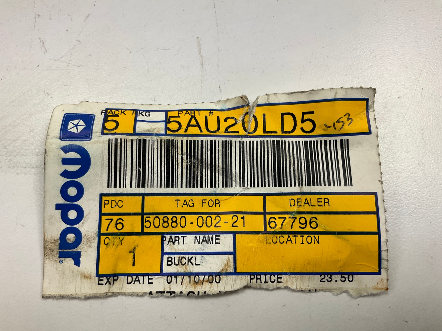 Mopar 5AU20LD5 Rear Seat Belt Buckle Medium Quartz Color - 93 Wagoneer, Cherokee