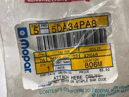 NOS OEM Mopar 5DA34PA8 Rear Right Charcoal Seat Belt For 1994-1996 Jeep Cherokee