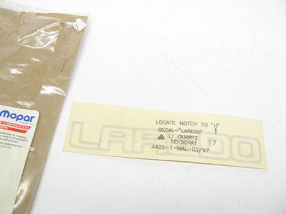 NEW 5EK50RA1 FRONT Fender ''LAREDO'' Decal For 95 Jeep ZJ Grand Cherokee Laredo