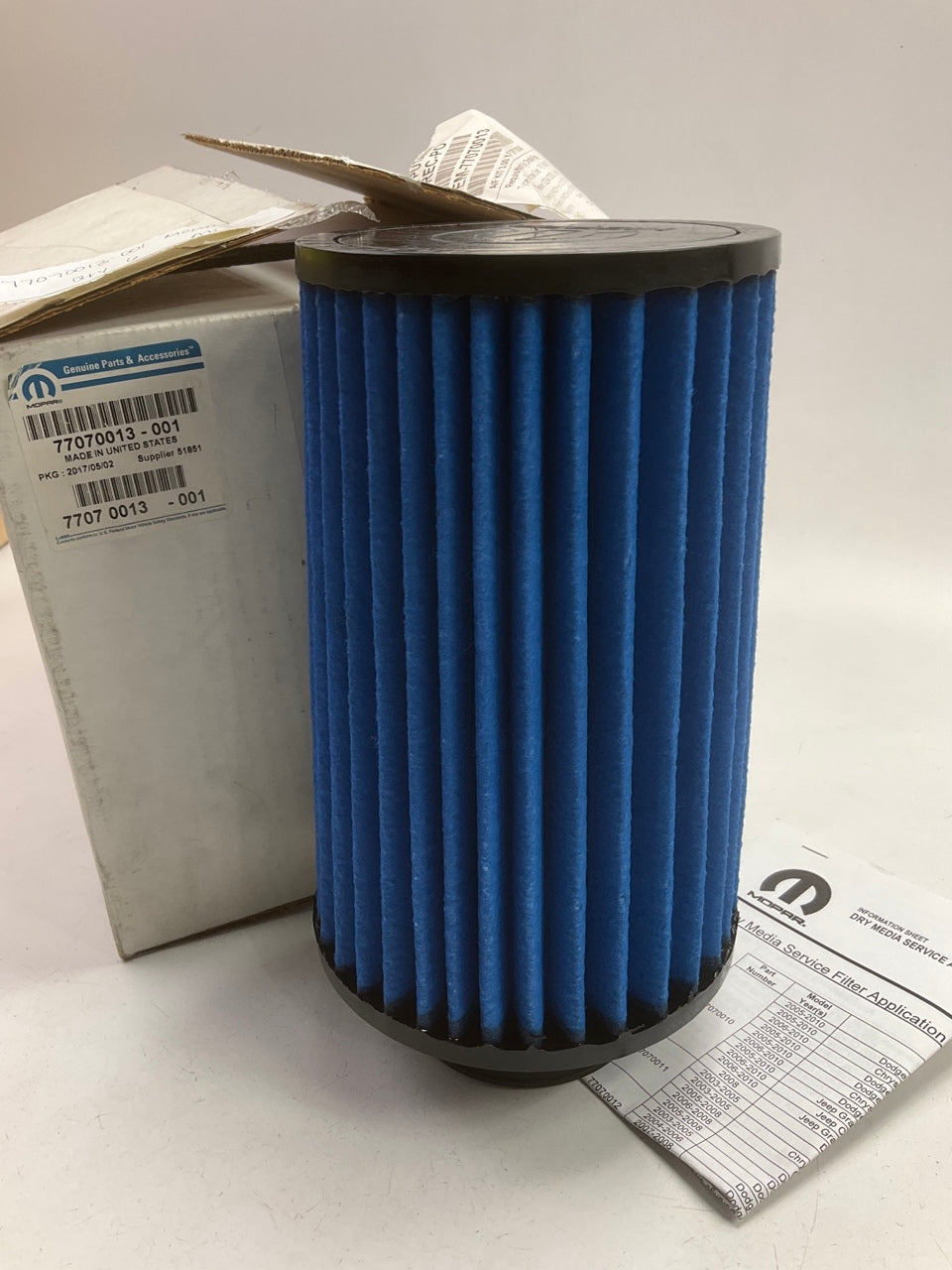 UNIVERSAL OEM For MOPAR 77070013 High Flow Air Filter 3'' ID Inlet, 10-5/8' Tall