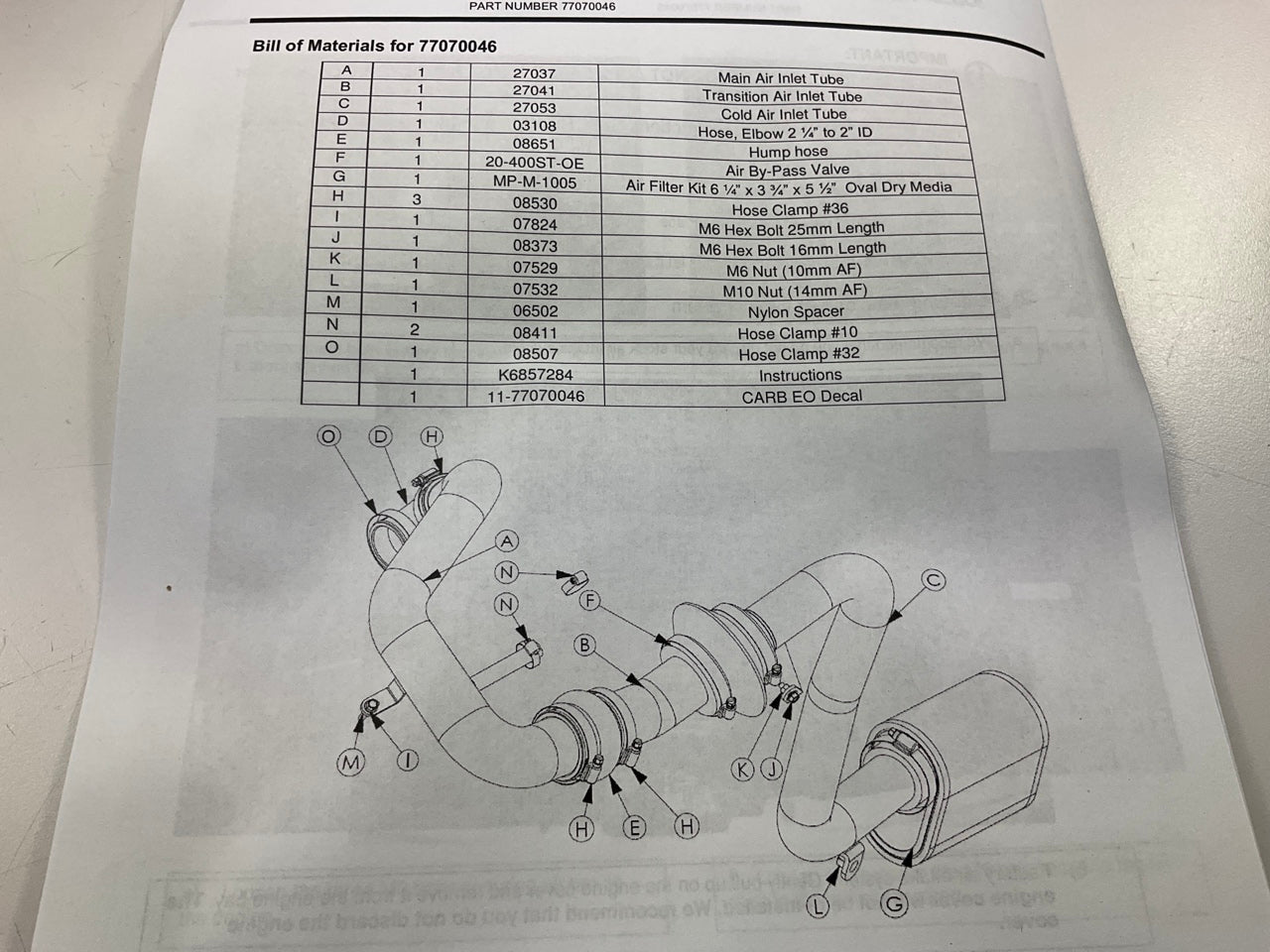 Performance High-Flow Factory Air Intake System OEM For 12-15 Fiat 500  77070046