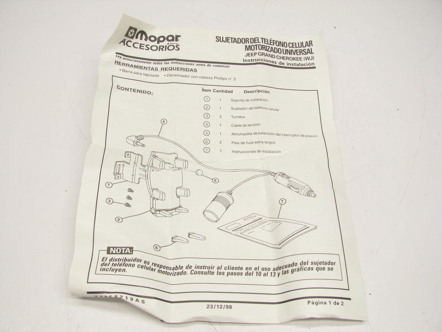 NOS - OEM Mopar 82204332 Vintage Cellular Phone Mounting Kit