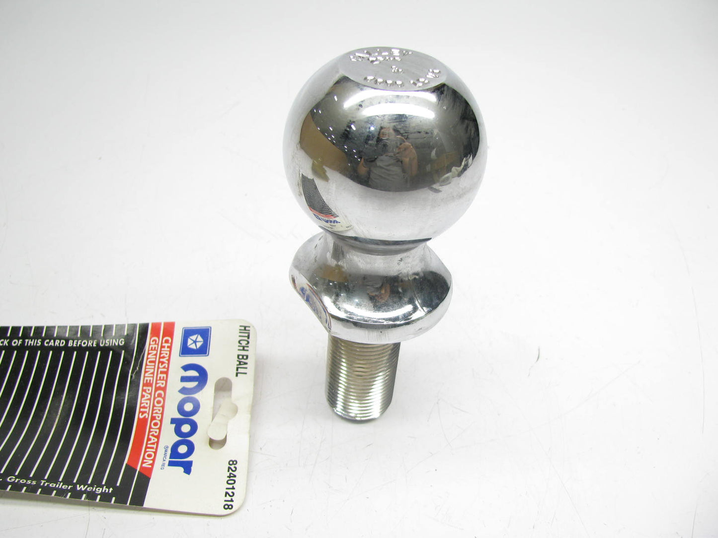 NEW - OEM 82401218 CHROME 2-5/16'' Trailer Hitch Ball, 2-1/8'' Shank 6000lbs