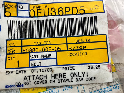 NOS OEM Mopar EU36PD5 Rear Right Seat Belt For 1994 Dodge Shadow, Quartz Color